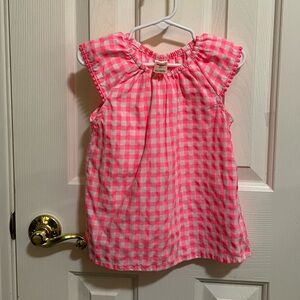 Osh Kosh Summer top with sweet Pom Pom trim and bright, happy pink gingham